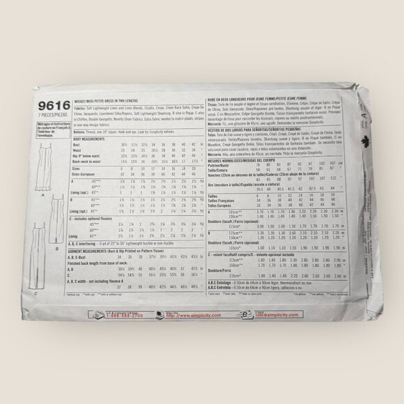 Vintage Simplicity Sewing Pattern 9616 Misses Dress Size 6-12 - Picture 2 of 2